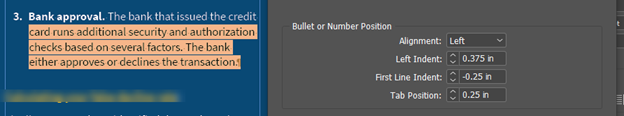 screenshot of Adobe Indesign indent features