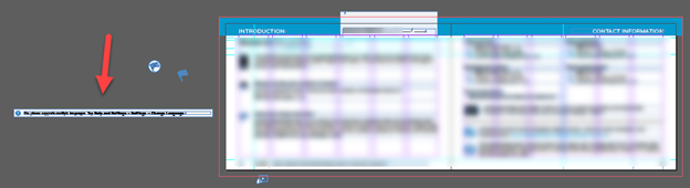 screenshot of Adobe InDesign artboard with element outside canvas and bleed