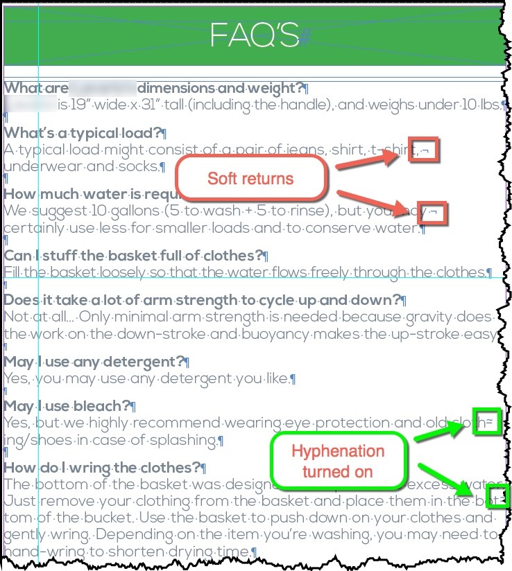 formatting source document translation soft return hyphenation