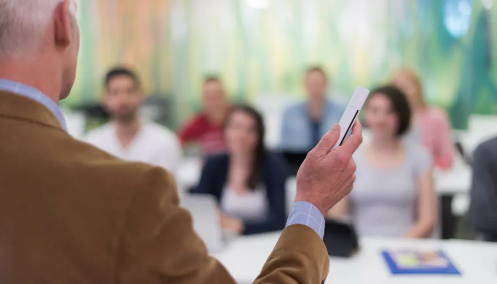 instructor speaking to students