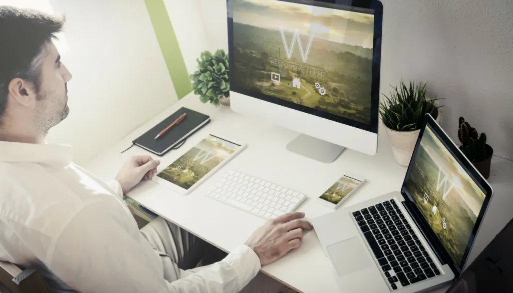 man working on computer