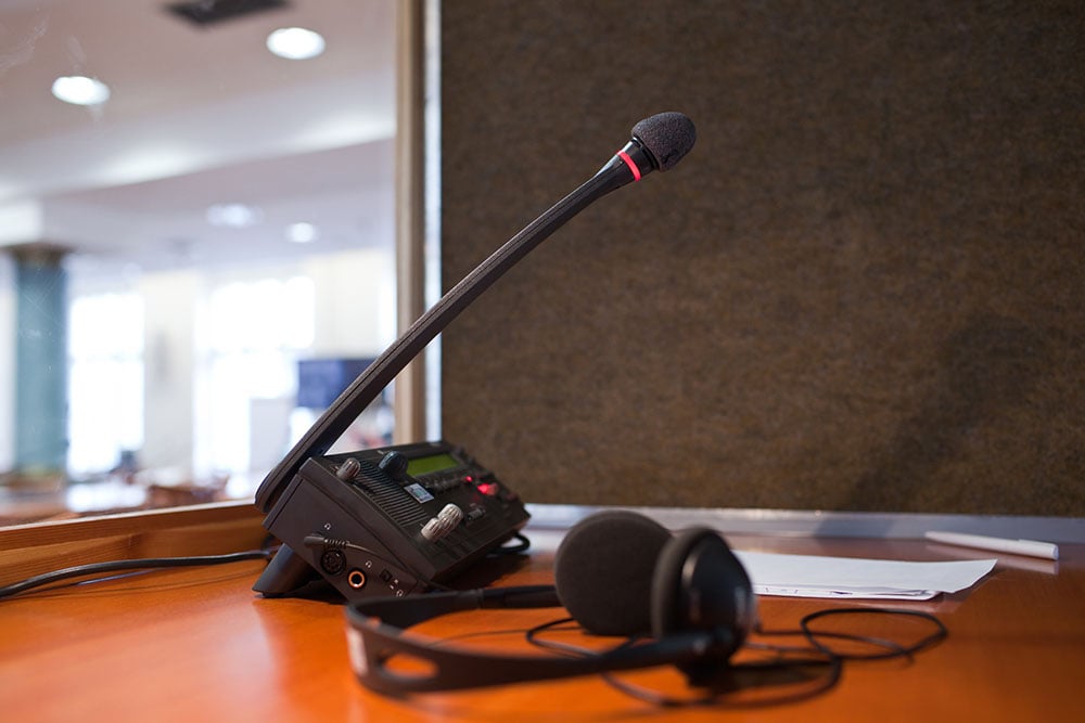 headphone and mic on desk