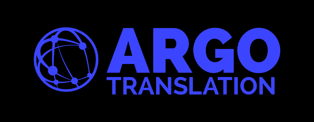 argo translation blue logo black background argo translation blue logo black background