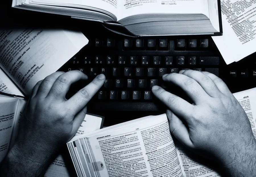 hands typing on keyboard